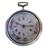 May, London - An 18th century Sterling silver pair cased pocket watch,