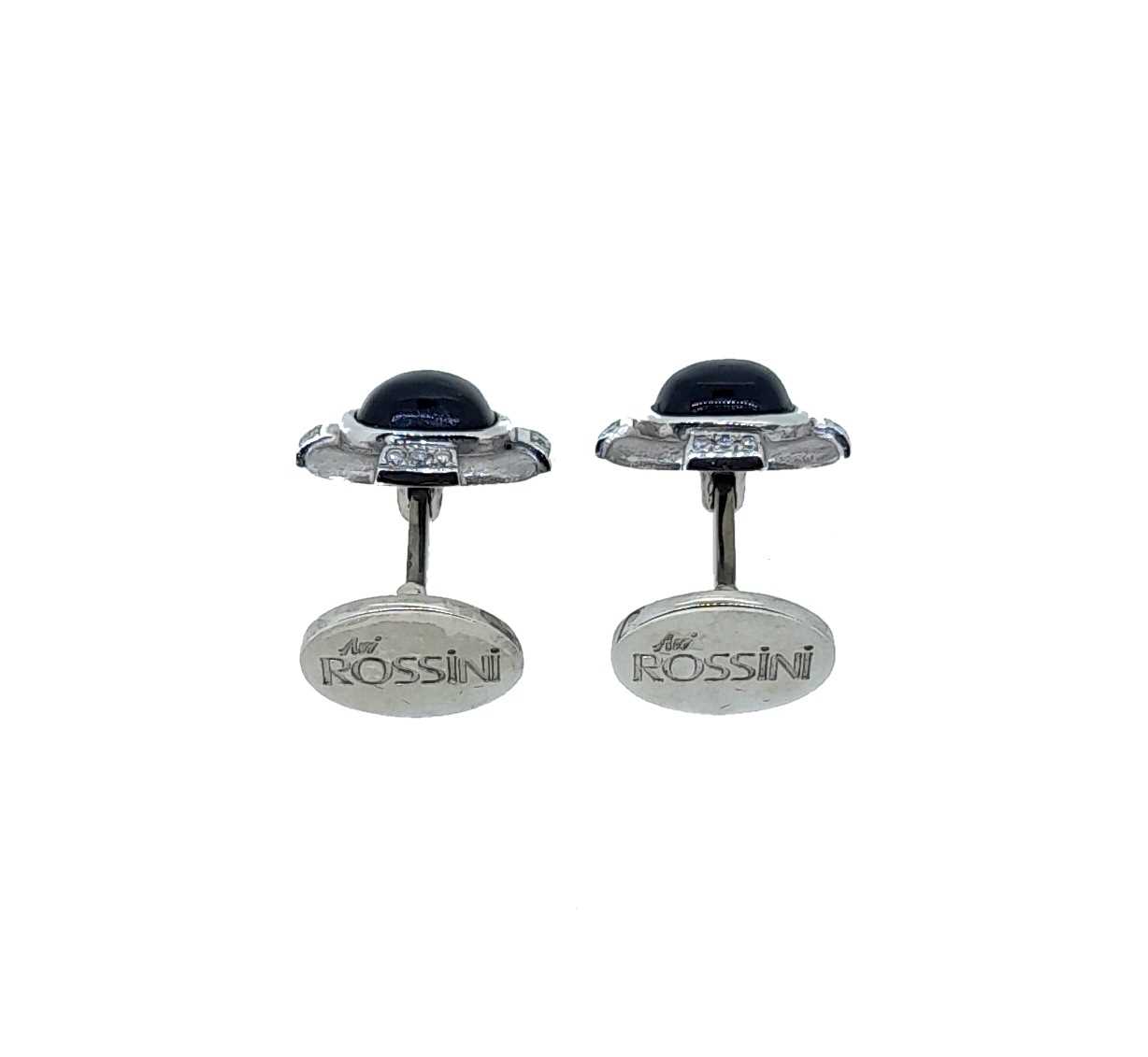 A pair of onyx and diamond cufflinks, - Image 2 of 2