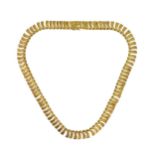 A late 20th century 18ct gold collarette necklace,