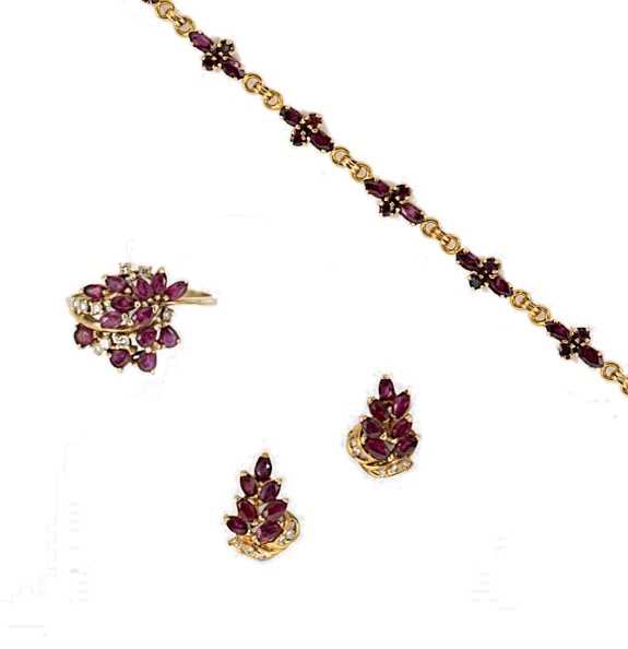 A suite of ruby and diamond jewellery,