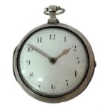 Edward Staines, London - An early 19th century Sterling silver pair cased pocket watch,