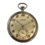 Longines - A Swiss silver open faced dress pocket watch,