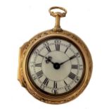 Robert Higgs, London - A mid 18th century quarter repeating pair cased pocket watch,