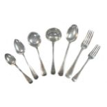 A 49-piece harlequin set of 19th century and later silver flatware,