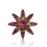 A Portuguese mid to late 18th century topaz flower brooch,
