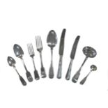 A 44-piece harlequin set of 19th century silver flatware with 28 additions,