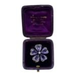 A late Victorian amethyst and diamond pansy brooch,