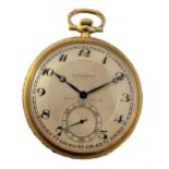 Longines for Djezvedjian & Son, Istanbul - A Swiss 18ct gold open faced dress pocket watch,