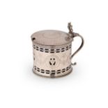 A George III 18th century silver drum mustard,