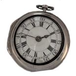Jno. Dickin, Bath - An 18th century Sterling silver pair cased pocket watch,