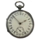 T.H. Royal, Portland - A late Victorian Sterling silver open faced pocket watch with 24 hour dial,