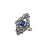 An Art Deco sapphire and diamond ring,