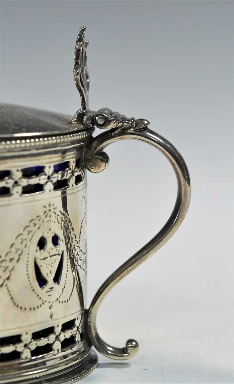 A George III 18th century silver drum mustard, - Image 2 of 9