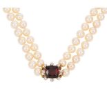 A double row pearl choker,