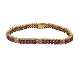 A ruby and diamond bracelet,