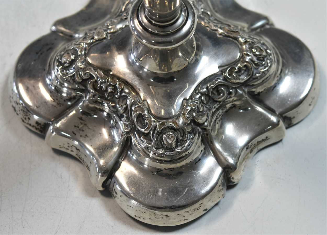 A pair of Edward VII silver library candlesticks, - Image 7 of 7