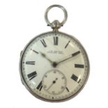 J.W. Benson, London - A Victorian Sterling silver open faced pocket watch and chain,