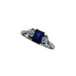 An early 20th century sapphire and diamond three stone ring,