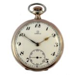 Omega - A Swiss silver open faced pocket watch,