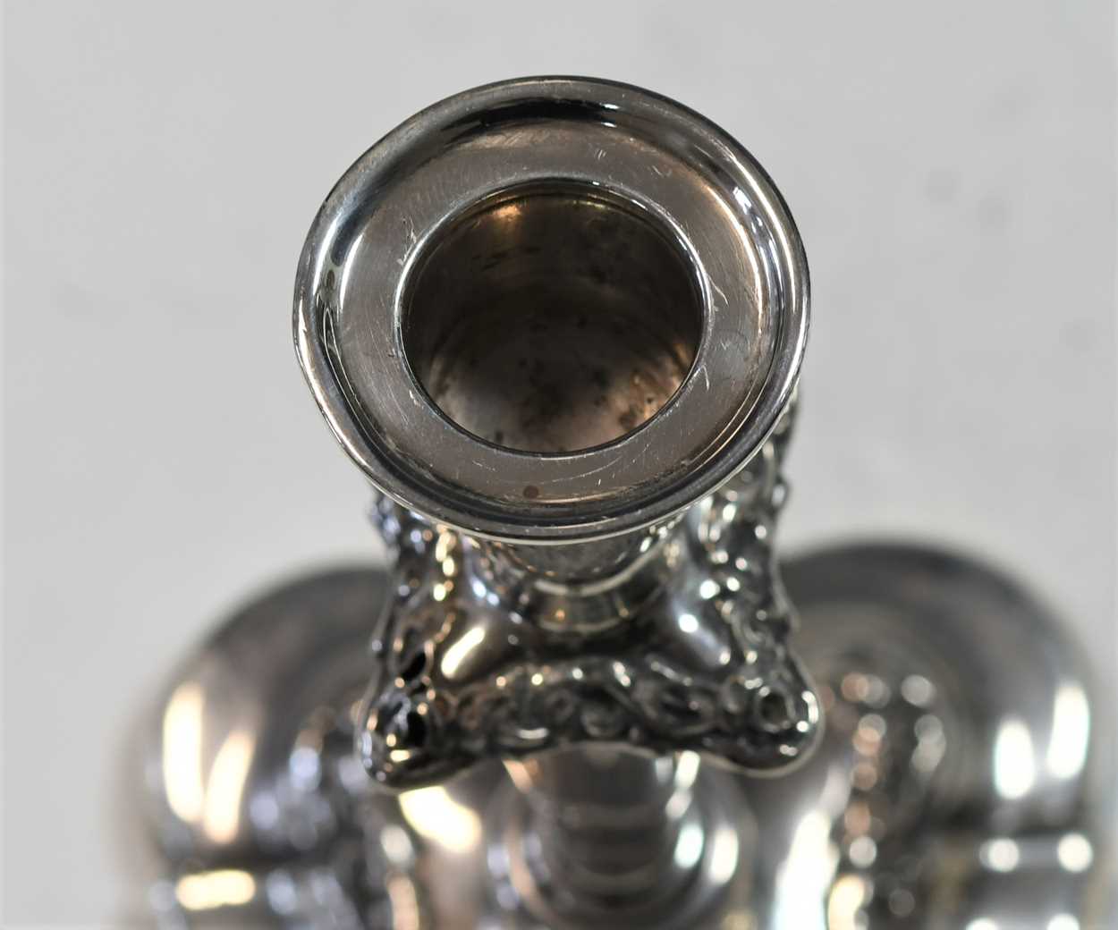 A pair of Edward VII silver library candlesticks, - Image 4 of 7