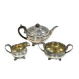 A George IV silver 3-piece tea set,
