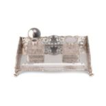 A Victorian silver desk inkstand,