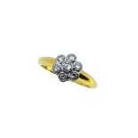 An 18ct gold diamond cluster ring,