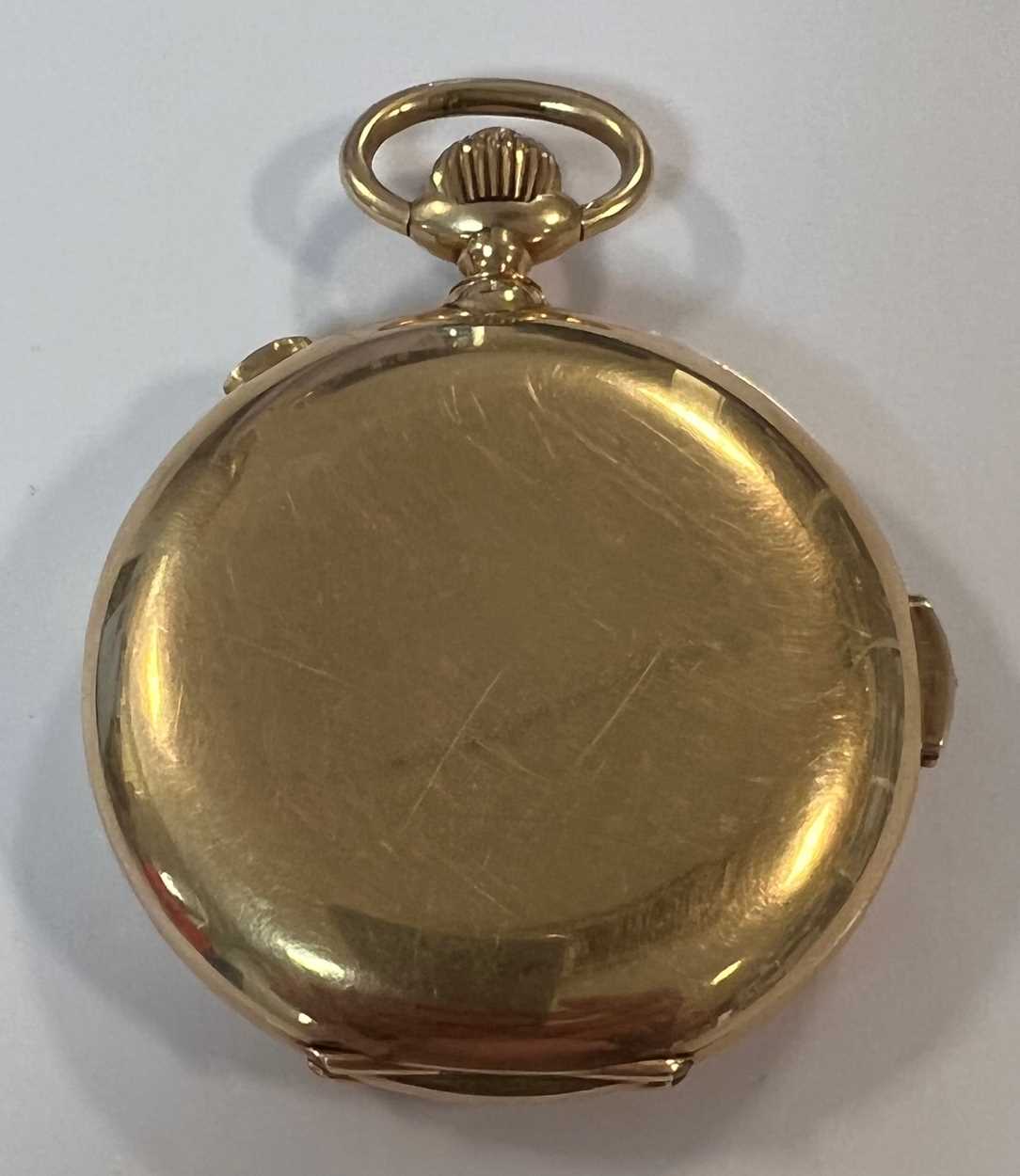 Audemars Frères, Genève - A Swiss 14ct gold quarter repeating chronograph full hunter pocket watch, - Image 2 of 10