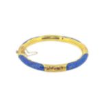 A late 20th century 18ct gold and sodalite hinged bangle,