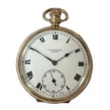 J.W. Benson, London - A 9ct gold open faced pocket watch,