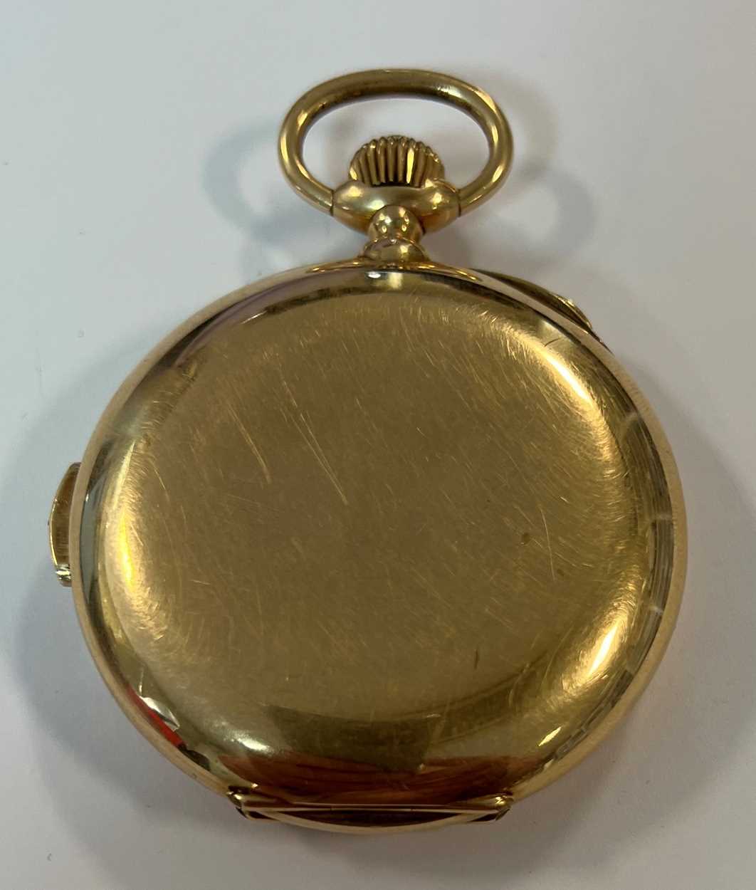 Audemars Frères, Genève - A Swiss 14ct gold quarter repeating chronograph full hunter pocket watch, - Image 3 of 10