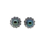 A pair of modern pearl and diamond cluster ear studs,
