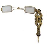 A pair of French 18ct gold and enamel lorgnettes,