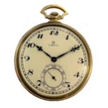 Omega - A Swiss 18ct gold open faced dress pocket watch,