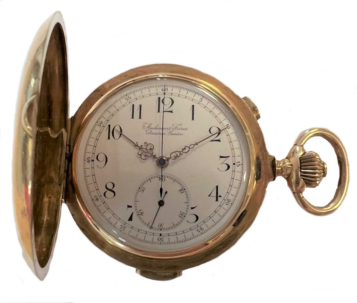 Audemars Frères, Genève - A Swiss 14ct gold quarter repeating chronograph full hunter pocket watch,