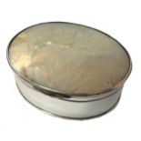 A George III silver and mother of pearl box,