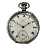 American Waltham Watch Co, Waltham - A Sterling silver open faced 'Traveller' pocket watch,