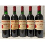 Chateau Figeac, St Emilion 1er Grand Cru Classe 1989, some staining, 5 bottles