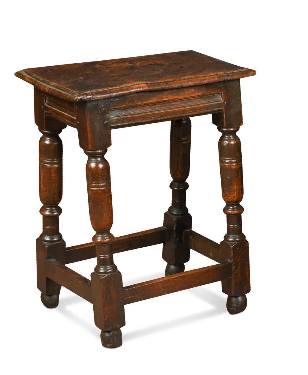 An oak joint stool, late 17th century,