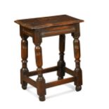 An oak joint stool, late 17th century,