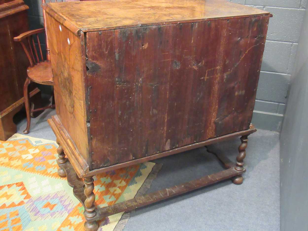 A Queen Anne and later oyster veneered walnut chest on stand, - Bild 16 aus 20