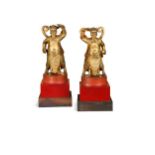 A pair of Chinese carved and giltwood Daoist deities, Republic Period,