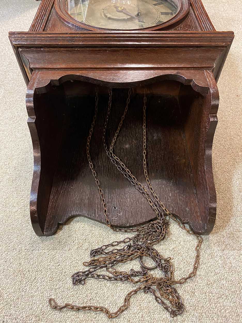 An oak cased hooded pantry clock with alarm by Whitehurst, Derby, mid 19th century, - Image 9 of 14