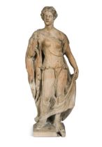 A limewood carving of a classically draped female figure, late 18th/ 19th century,