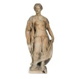 A limewood carving of a classically draped female figure, late 18th/ 19th century,
