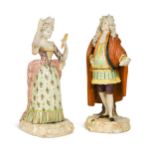 A large pair of Cozzi Commedia Del Arte Figures