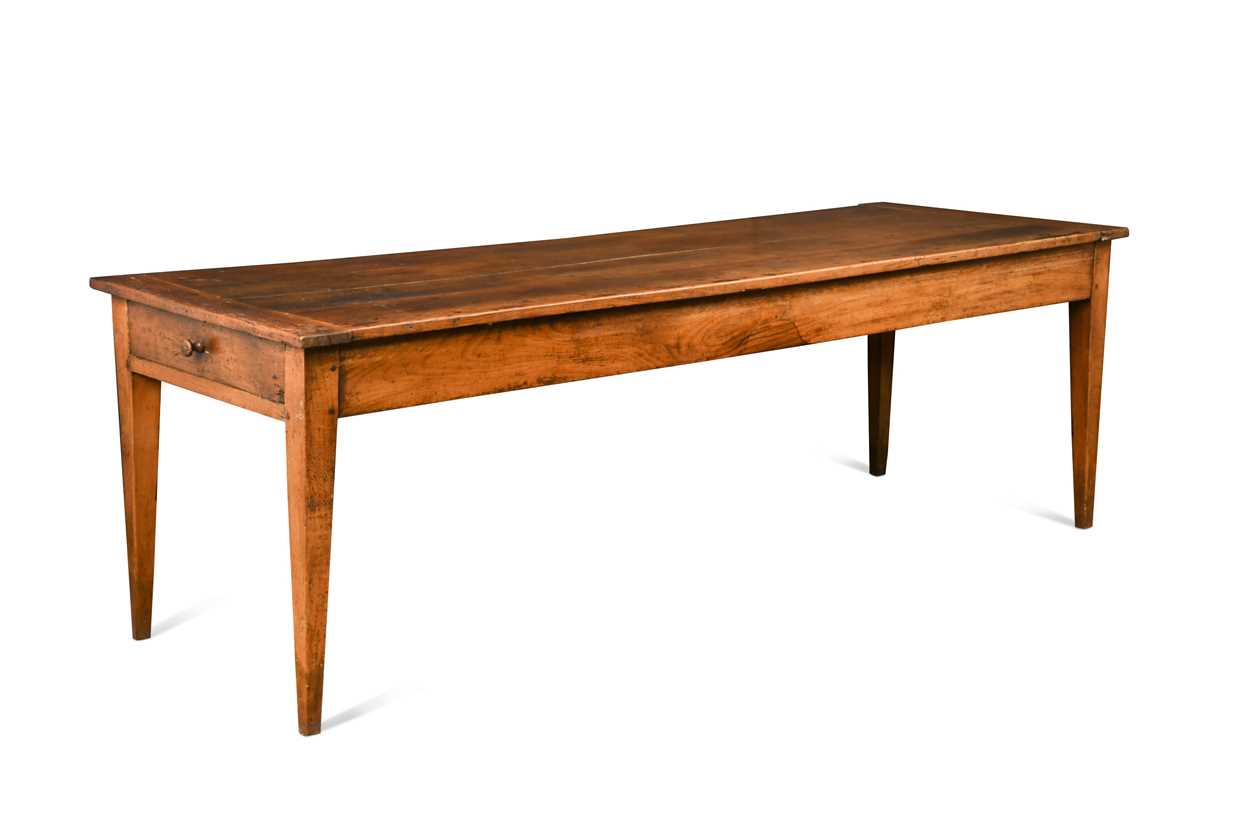 A fruitwood farm house table, early 19th century,