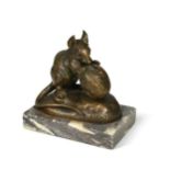 After Clovis Edmund Masson (1838-1913), a bronze study of a mouse gnawing a walnut,