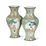 A pair of Chinese Canton enamel vases, 20th century,
