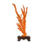 A Chinese coral branch carving, late Qing Dynasty, 19th/20th century,